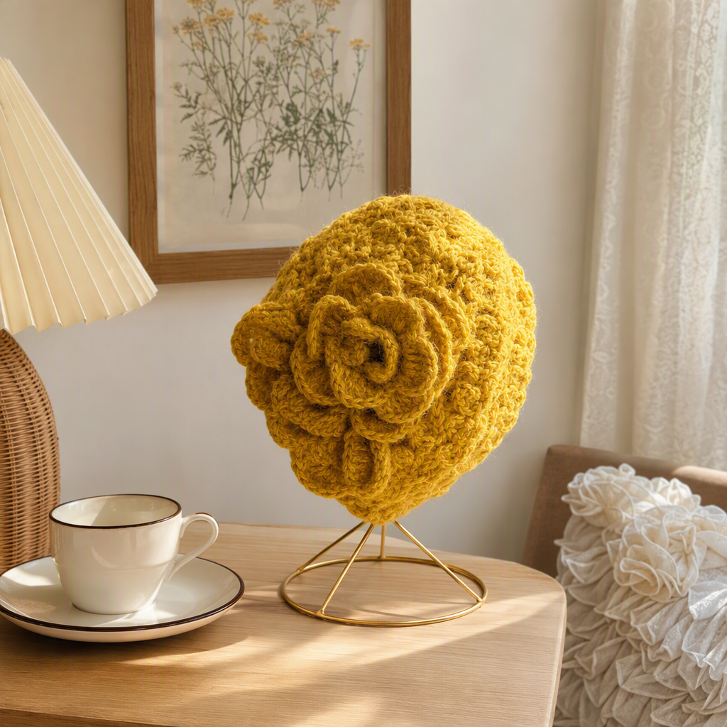 Fashionable and warm knitted hat for autumn and winter Korean style, versatile women's woolen hat, yellow crochet knitted hat, trendy new style details Picture