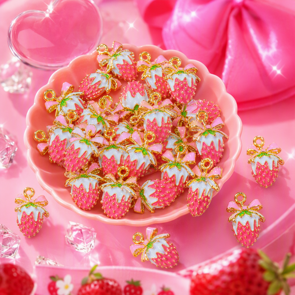 Pink strawberry-shaped pendant, sweet, cute and fashionable accessory, couple necklace, girl gift and accessory Specification image