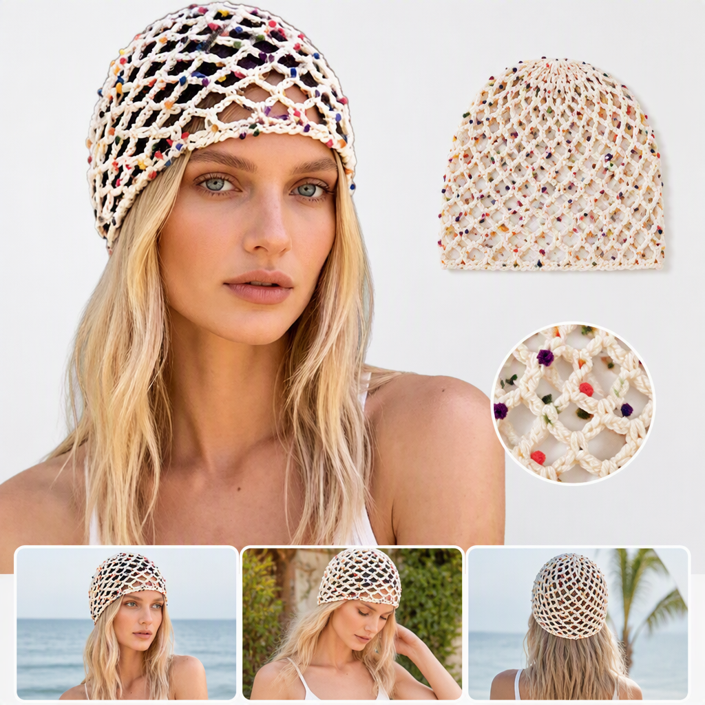 Colorful crocheted hats for women are versatile, fashionable and warm. New trendy casual hats for women in autumn and winter