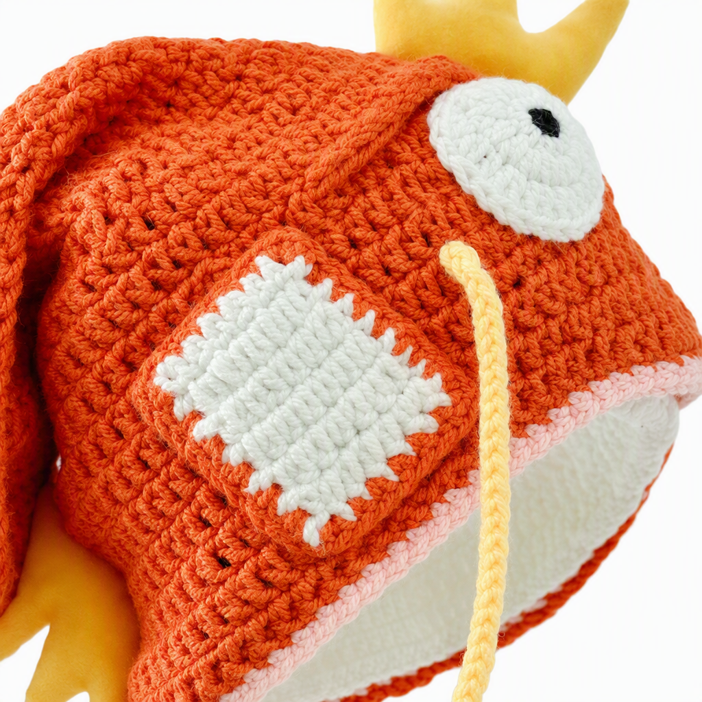 Orange crochet hand-knitted goldfish cap, a cute and warm woolen cap for children, a fashionable and trendy autumn and winter collection Application Scenario