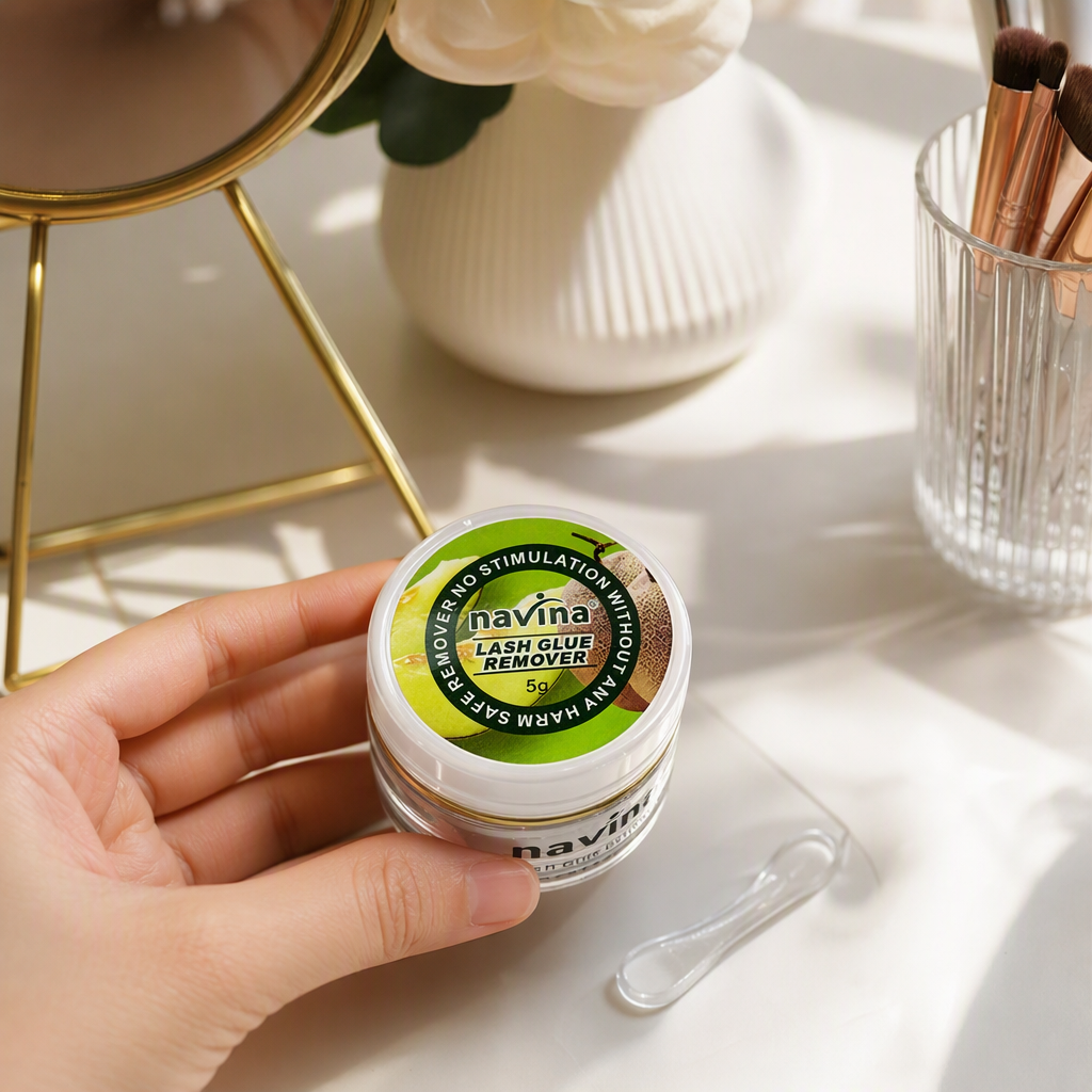 Fresh mint melon scented makeup remover cream can in a green background with sliced natural cleansing care products details Picture