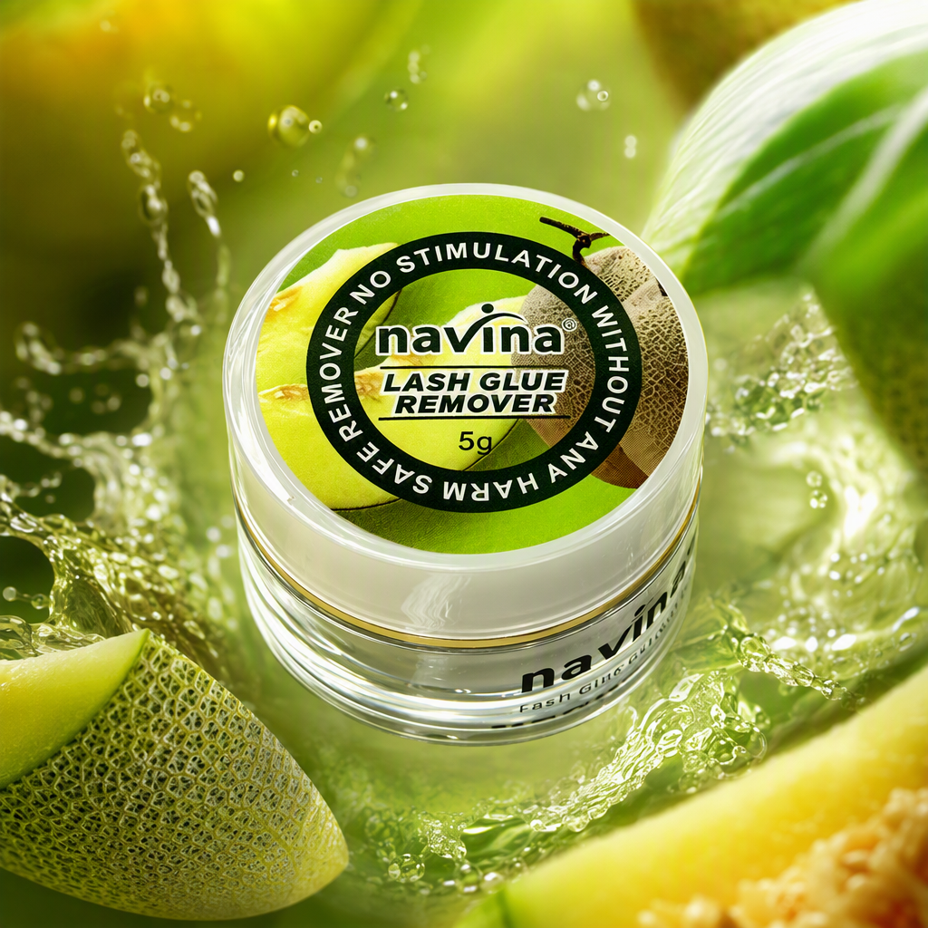 Fresh mint melon scented makeup remover cream can in a green background with sliced natural cleansing care products Specification image