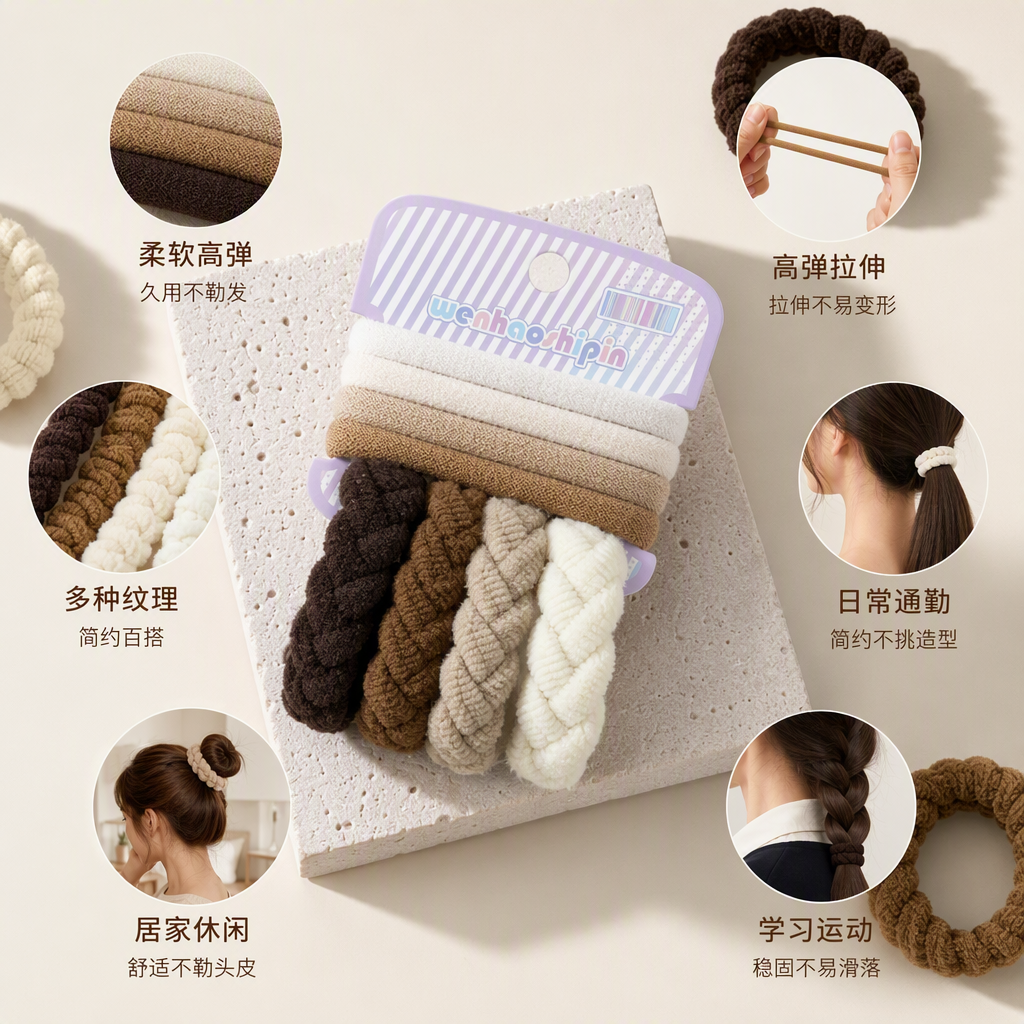 Meladcosta color loop toalla raya vintage jersey hair loop suave base durable banda de piel para el cabello loop para el cabello grueso