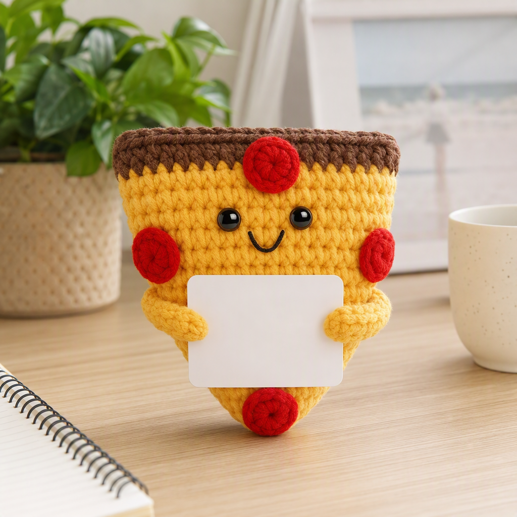 Fun hand-held card crochet pizza doll Creative gift children's DIY fun toy details Picture
