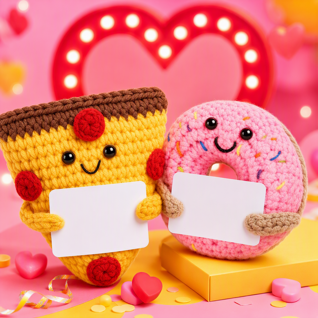Fun hand-held card crochet pizza doll Creative gift children's DIY fun toy Specification image