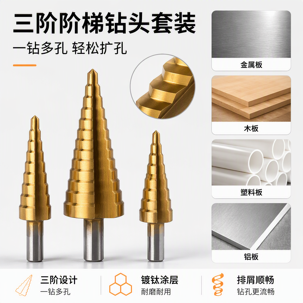 Multi-functional metal drill bit set, household and industrial portable electric drill accessories, wear-resistant and durable tool consumables combination details Picture