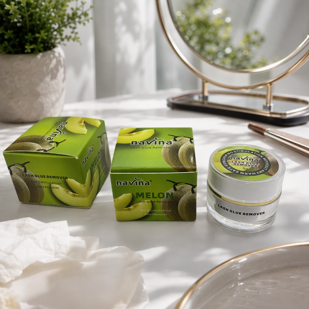 Navina Melon Eyelash Glue Remover, green packaging, transparent can, gentle cleaning, long-lasting, special for pasting details Picture