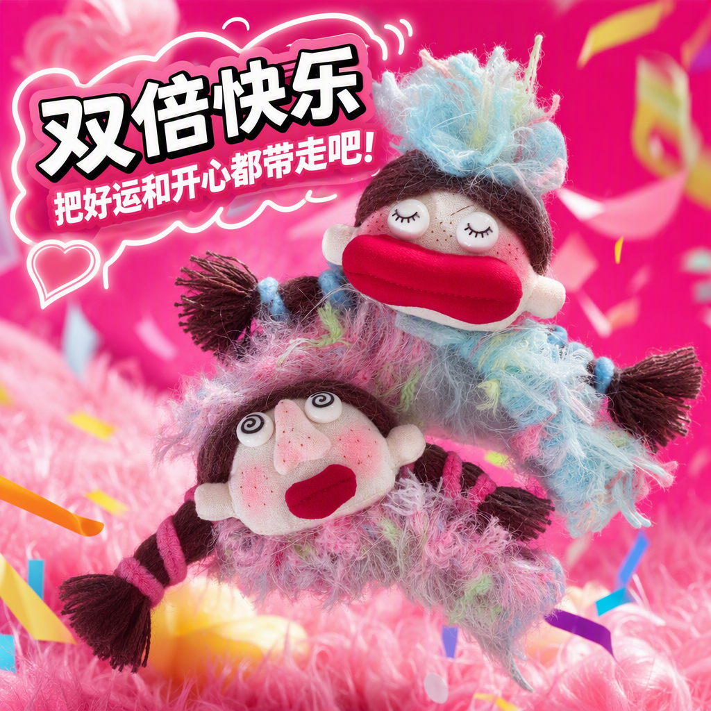 彩色毛线玩偶+细节图