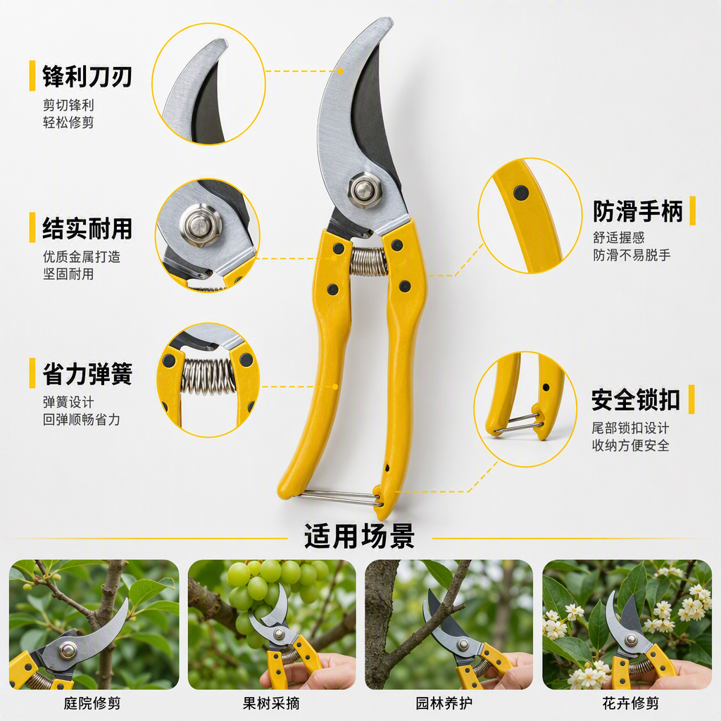Multi-functional pruning shears, manual scissors, gardening tools, home gardening pruning shears, durable and lightweight Specification image
