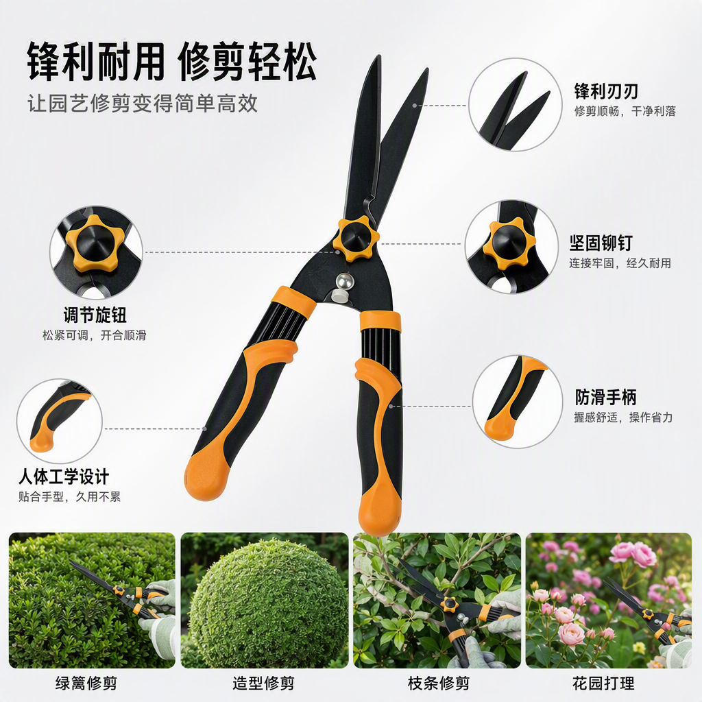 Multi-functional pruning shears, household hardware tools, garden scissors, green plant pruning tools, durable handle, portable