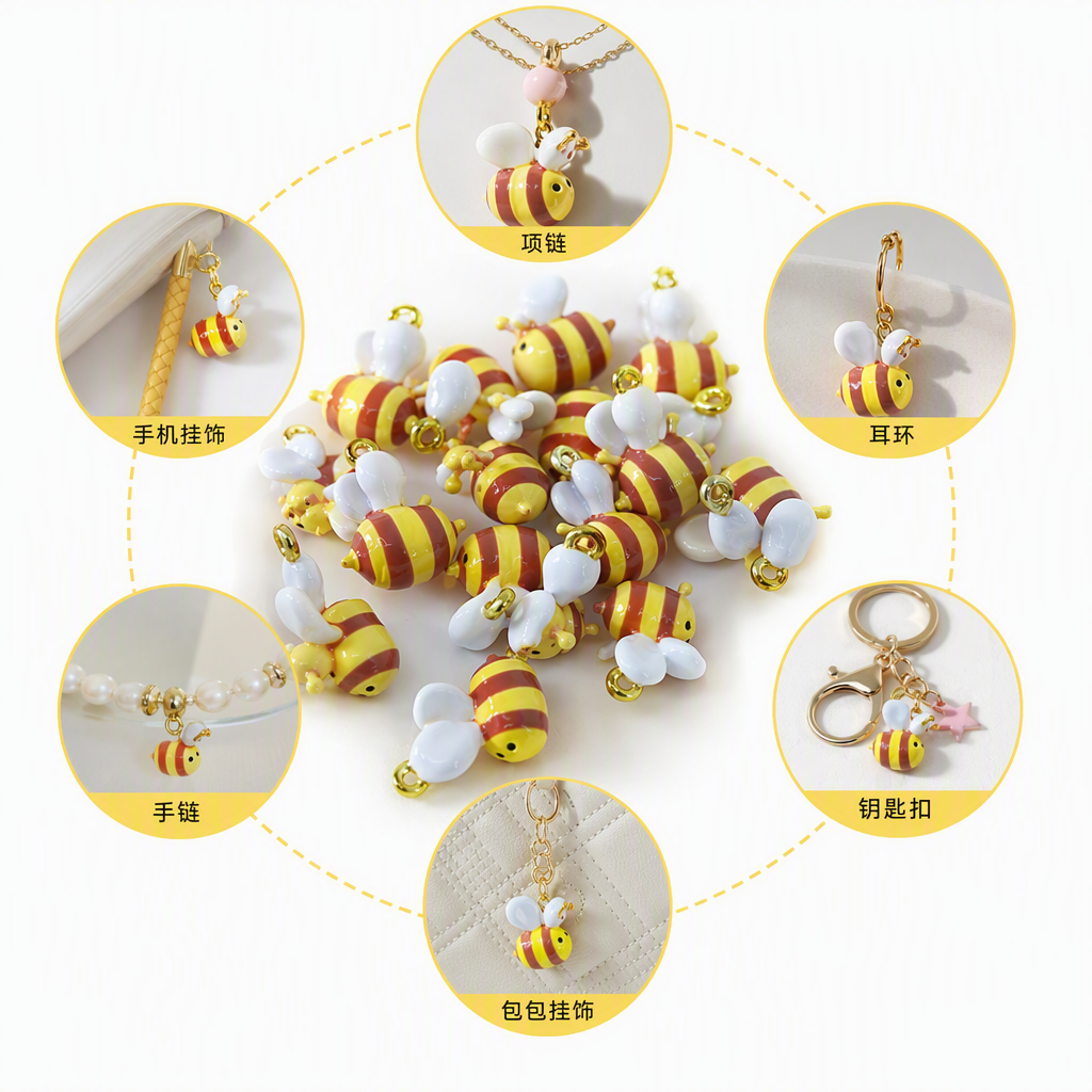 Gold striped bee pendant necklace, a fashionable and individual couple accessory, simple and trendy gift