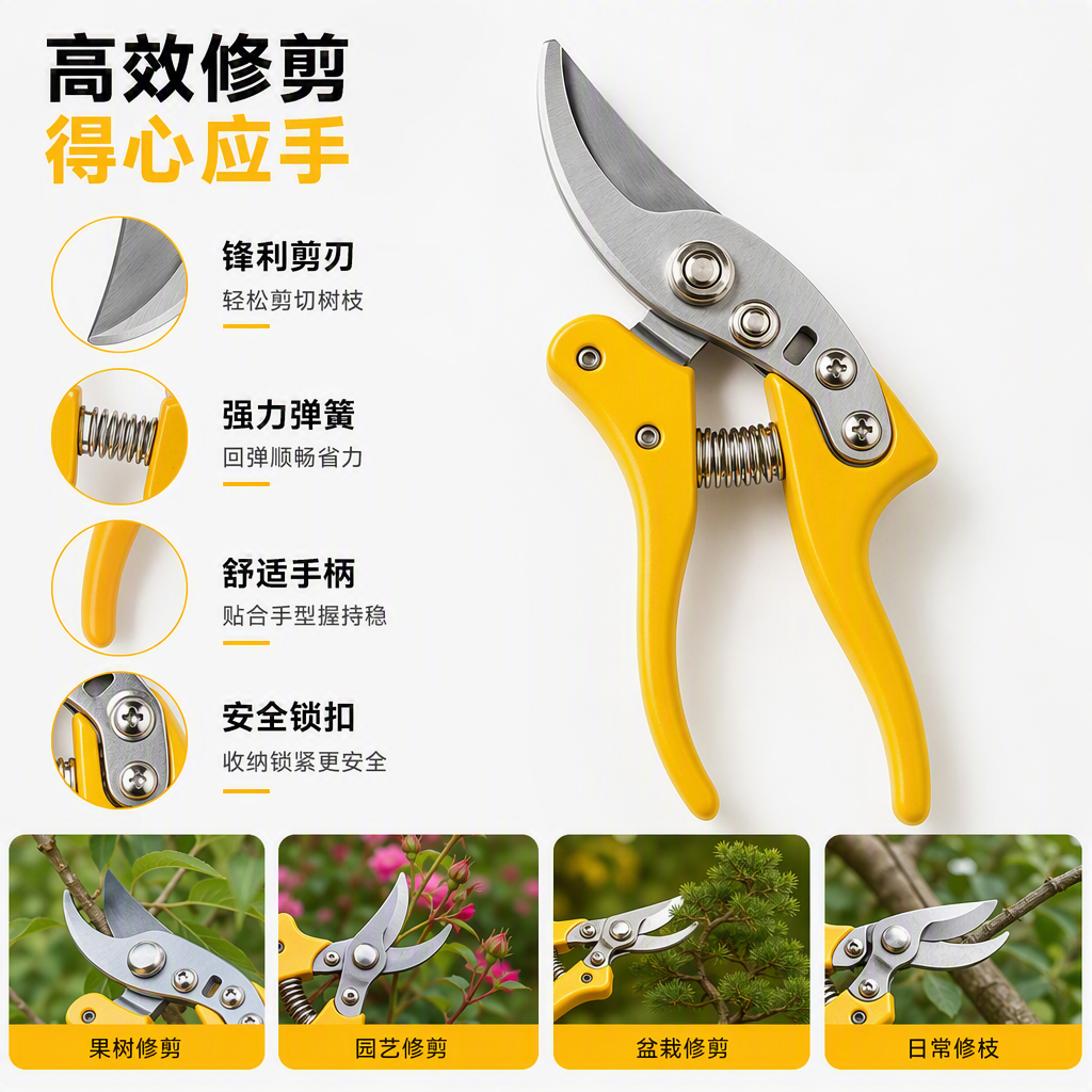 Multi-functional pruning shears, garden scissors, household hardware tools, lightweight and durable green plant trimmers details Picture