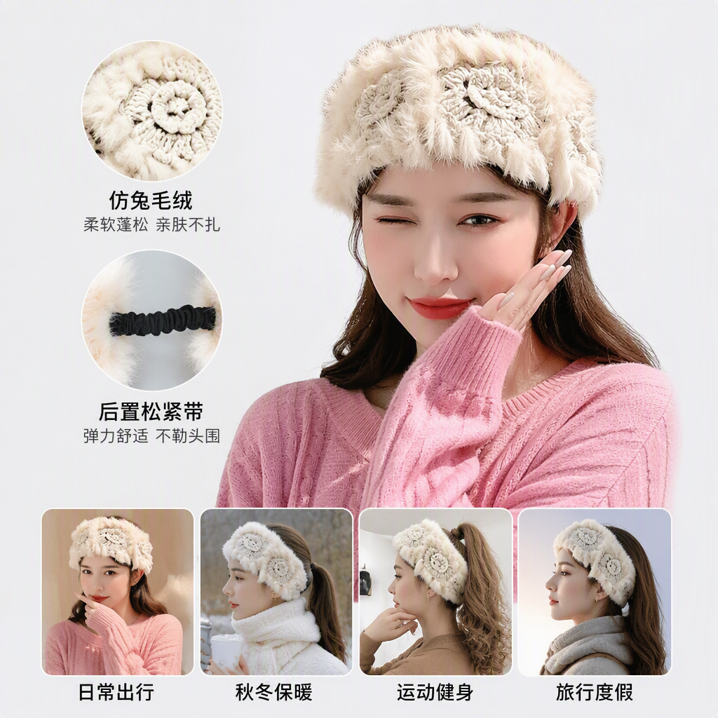 柔软白色毛绒发带女士可爱发饰头饰百搭发夹发箍发饰品女款