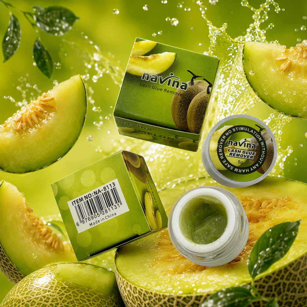 كانت العلب المصنوع Melon Melon في علبة التغليف الأخضر Navina Gree Group Mielon، وهي علب خفيفة وطويلة الأجل لمكياج طبيعي Specification image