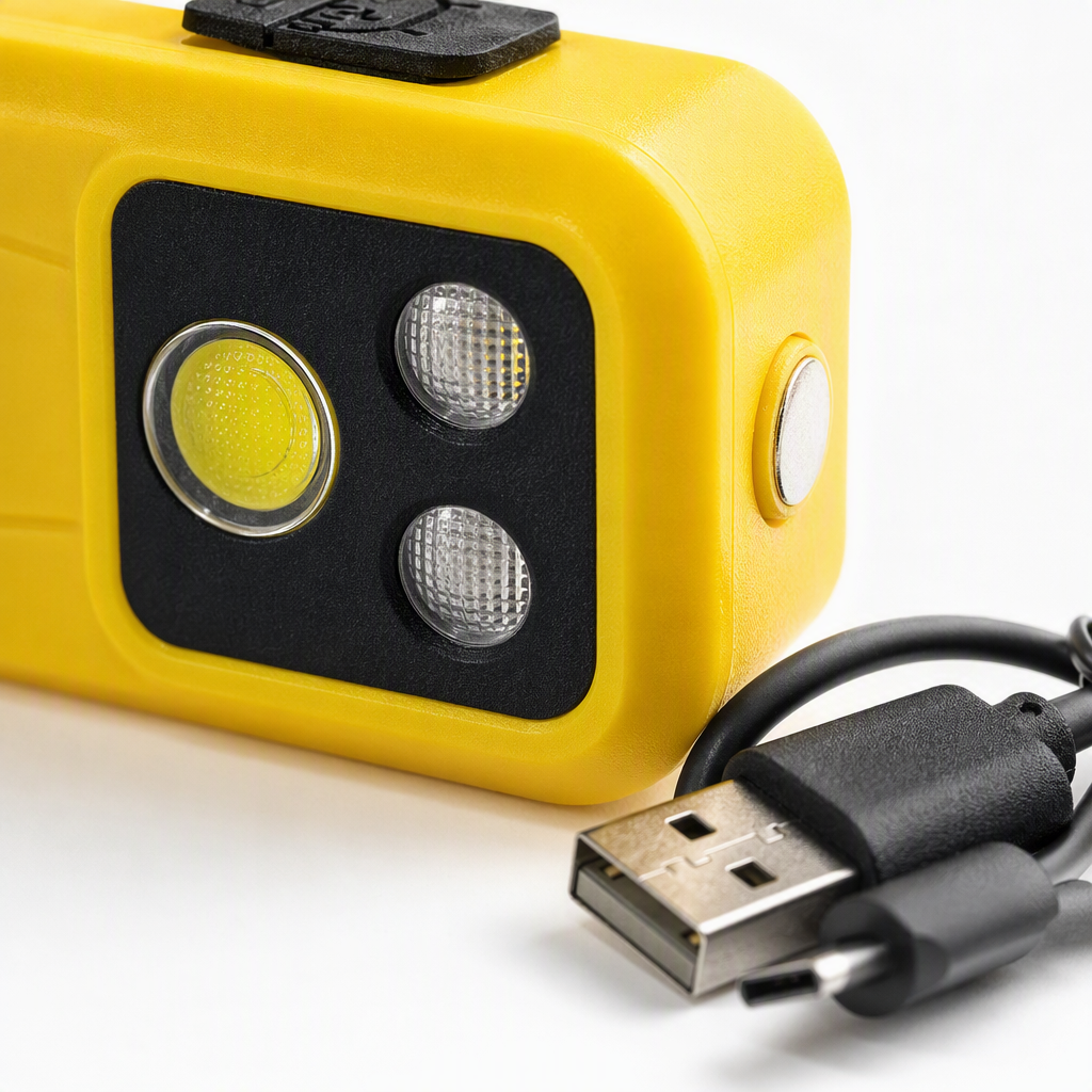 Linterna de clip de succión magnética portátil con cable de carga USB multifunción luz brillante luz de emergencia al aire libre modelo amarillo details Picture