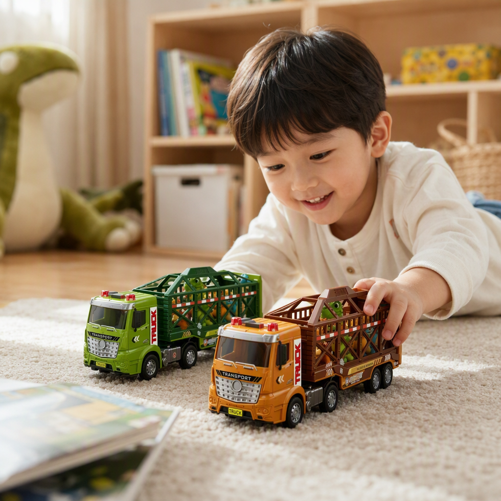 Colorful animal transport vehicle model, children's toy, educational assembly vehicle, fun animal transport vehicle, children's gift details Picture