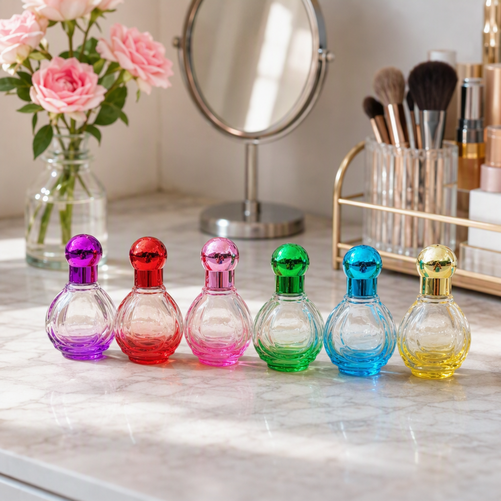 حاوية عطر تحتوي على عطر مزخرفة مزخرفة مزخرفة بالزجاج الملوّن details Picture
