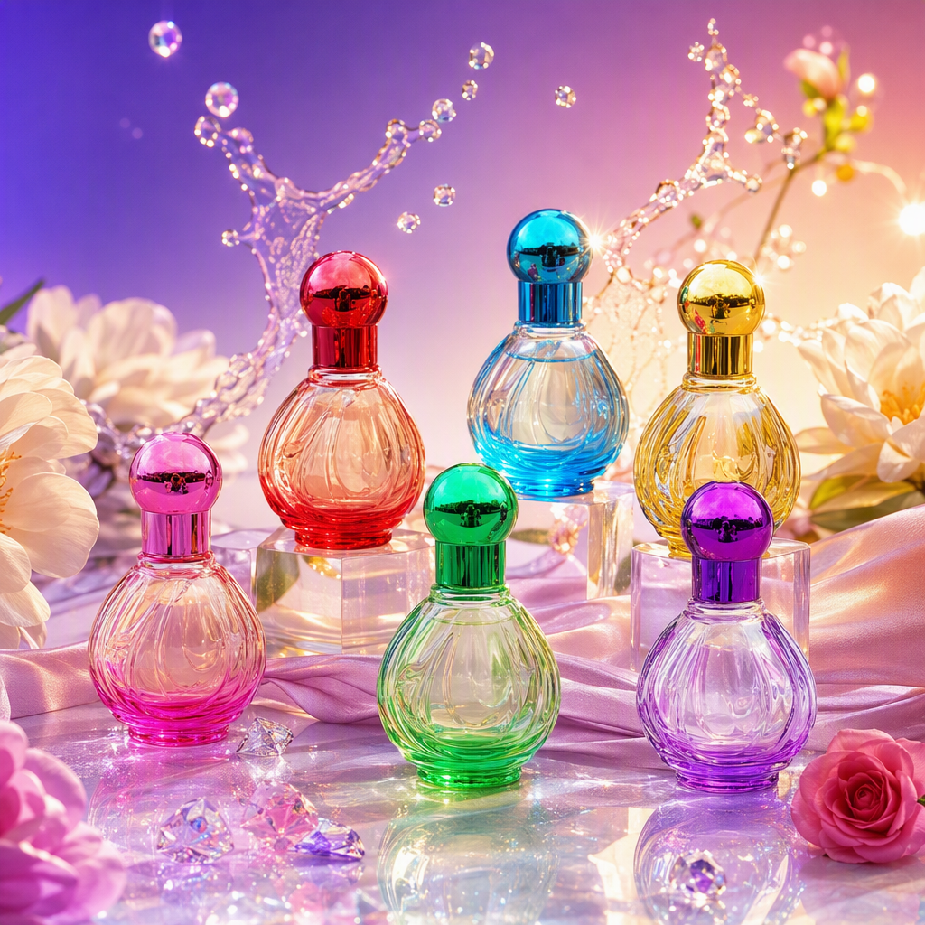 حاوية عطر تحتوي على عطر مزخرفة مزخرفة مزخرفة بالزجاج الملوّن Specification image