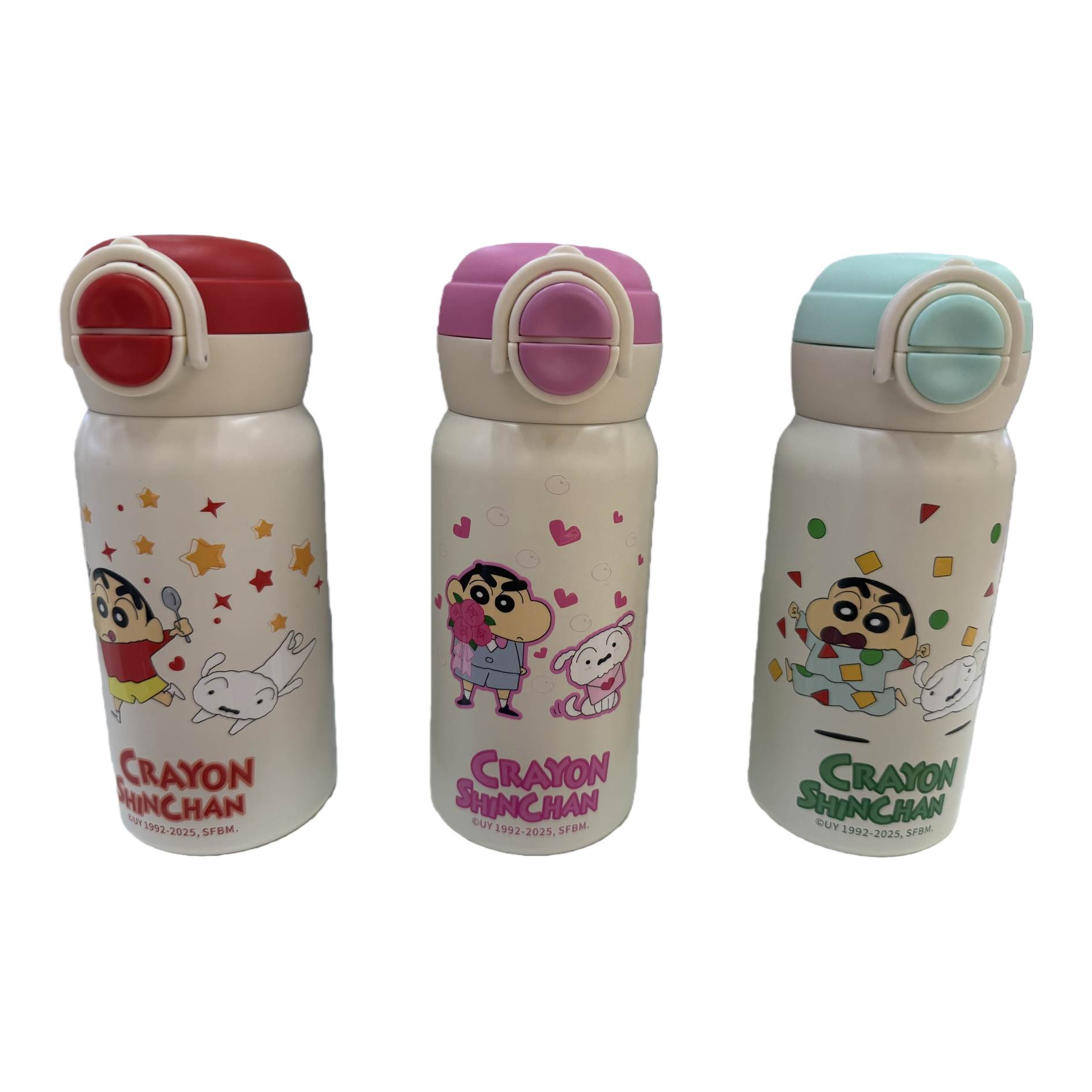 Crayon pequeño nuevo tema copa térmica tres niños dibujos animados portátil de acero inoxidable estudiante taza de agua taza de bebida doble regalo regalo 380ml Item Picture