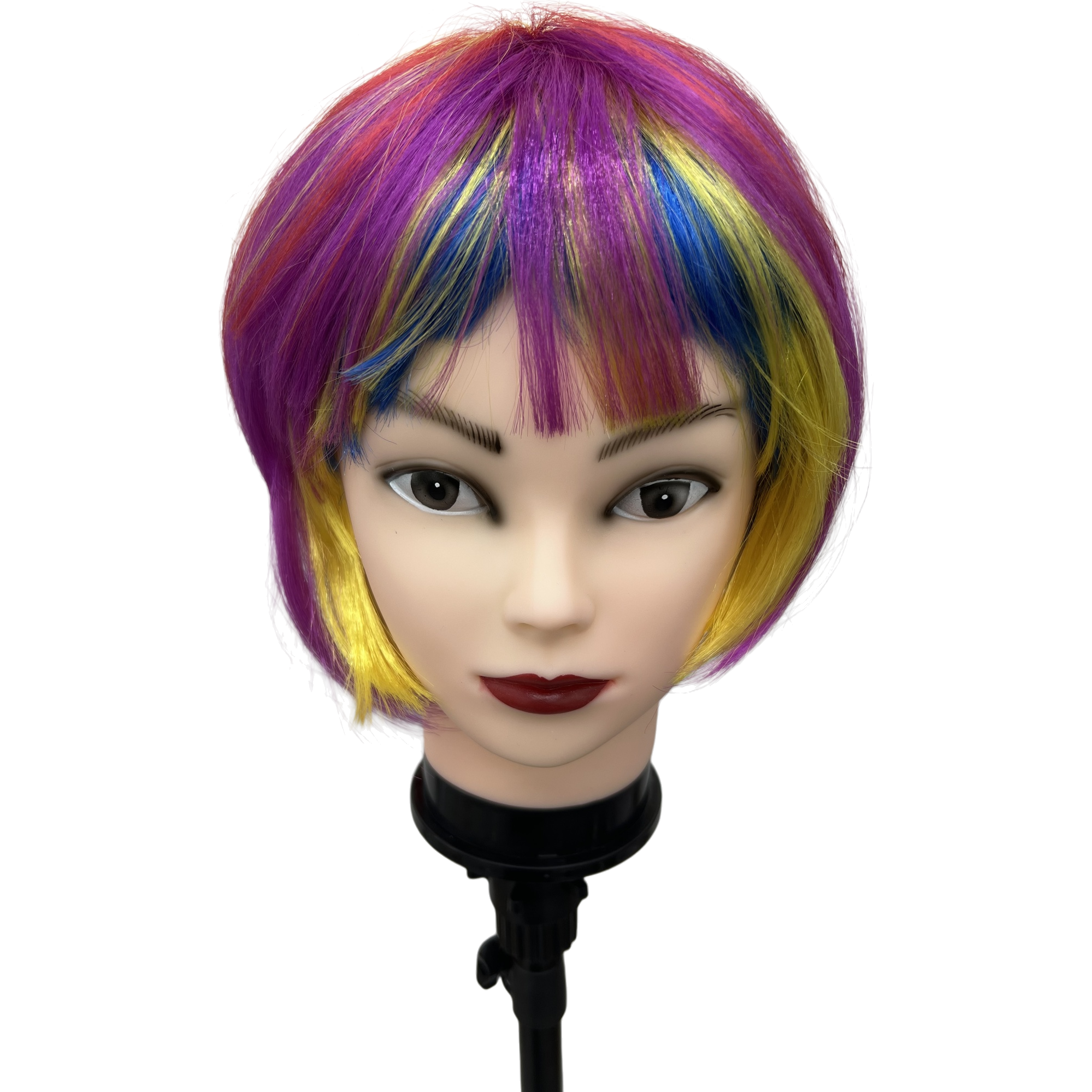 Colorful wig model head display model, hairstyle styling demonstration props, display supplies Item Picture