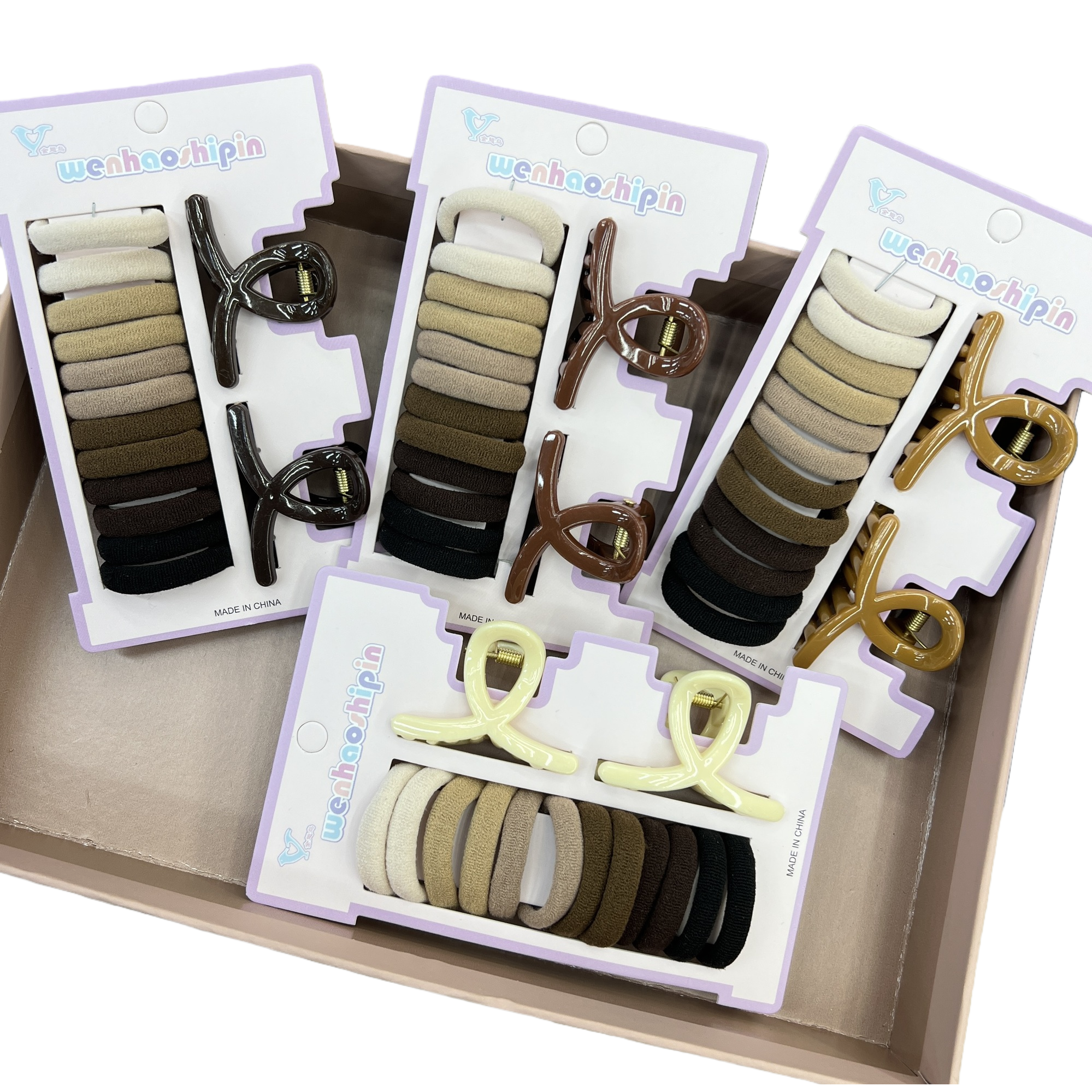 Maillard colored hair loop agarrar clip set simple cross shark clip alta estiramiento no daña el cabello cuerda de cabeza combinación de accesorios para el pelo