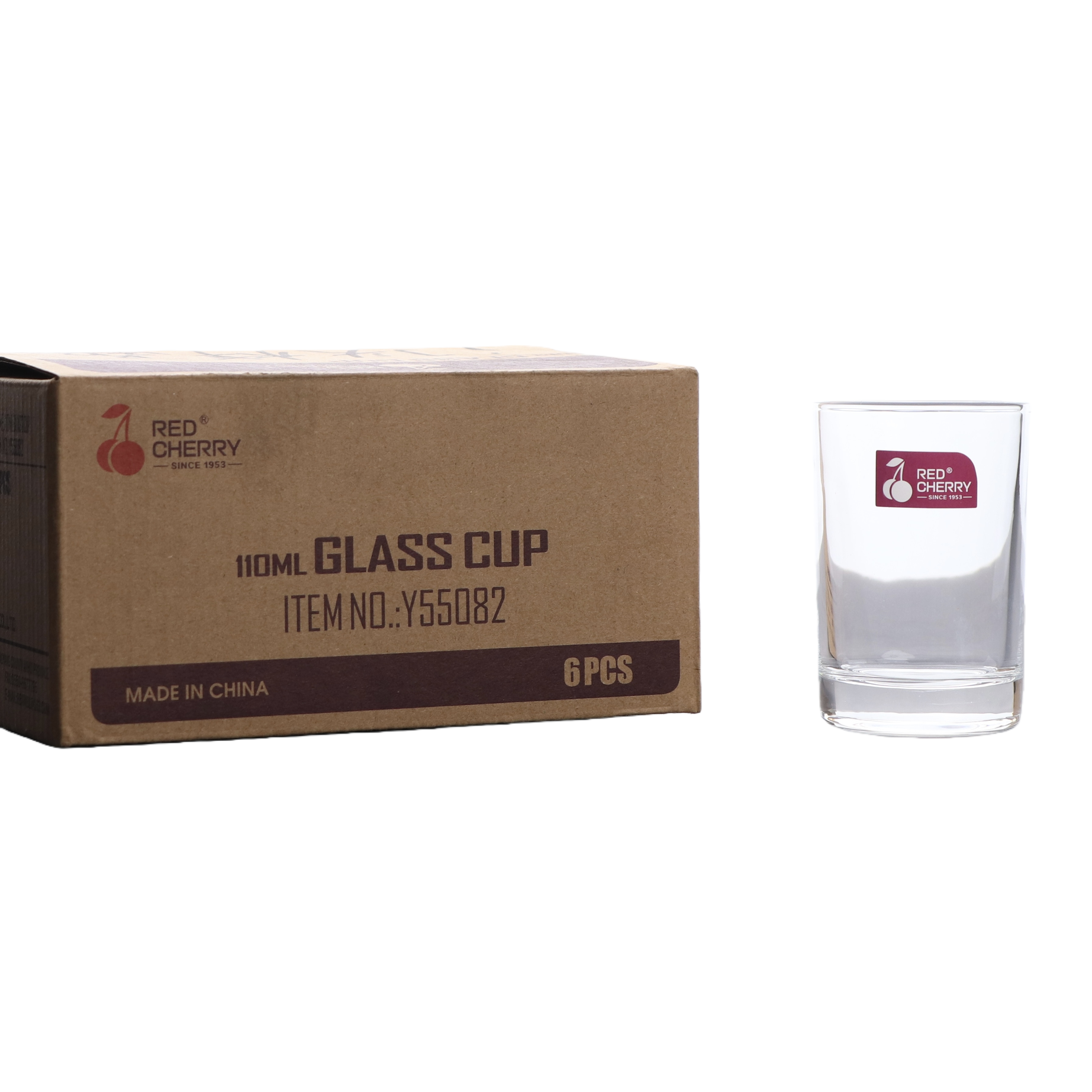 Transparent glass red cherry cup, shockproof, heat-resistant, simple household drinking cup Item Picture