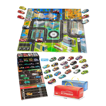 Leather container Rebound car toy set, free game map, children's simulation racing, boy gift toy Specification image