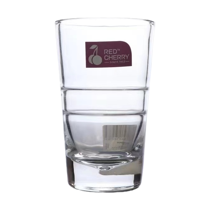 Red Cherry brand transparent glass water cup, clear water Item Picture