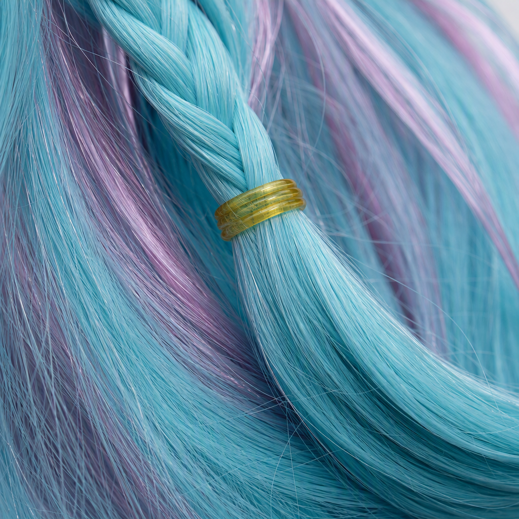 Blue and pink gradient wig, doll head model, children's doll decoration, hairstyle accessories, creative display items, gifts Application Scenario