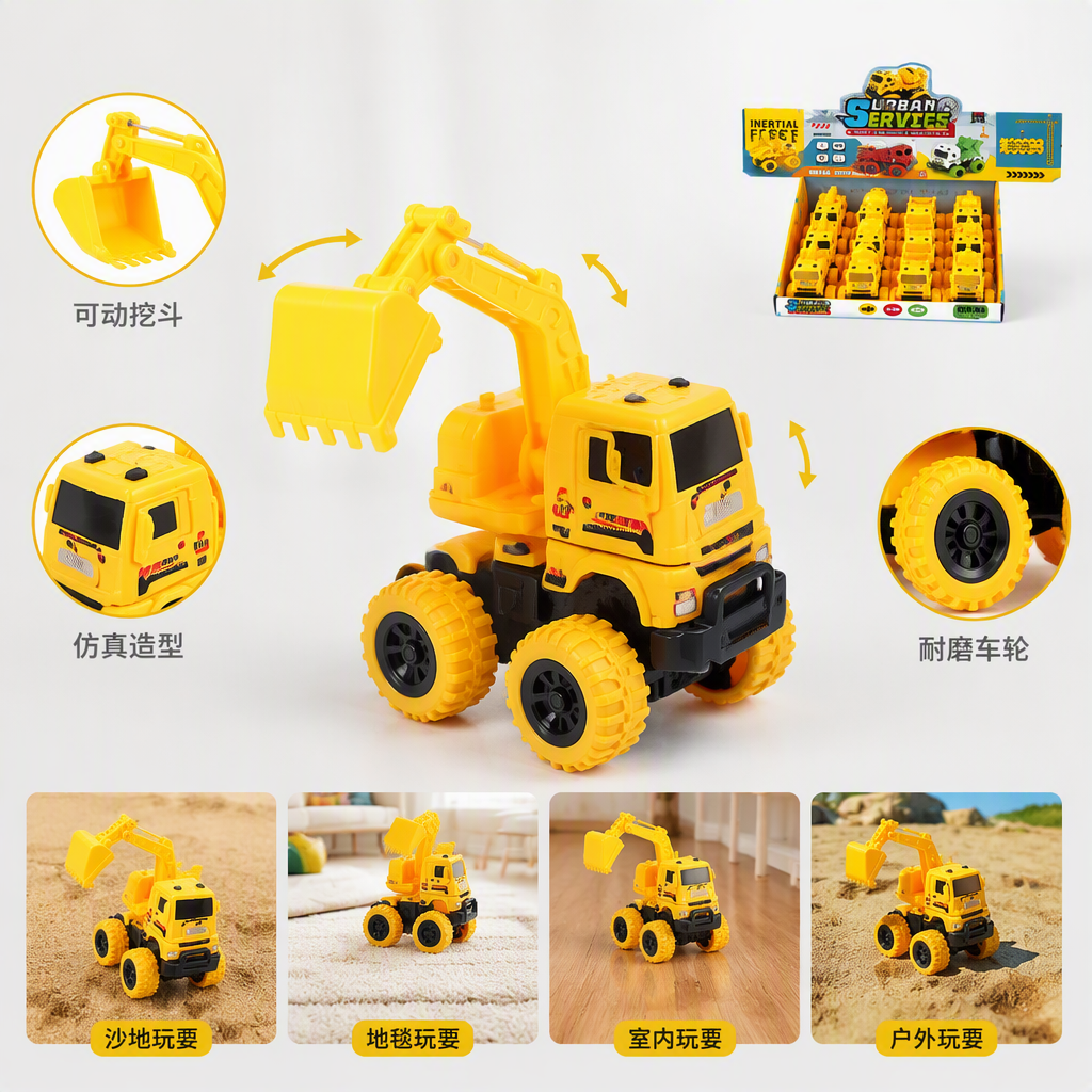 Inercia engineering vehicle excavadora mezclador dump truck multistyle para niños y niños stand de suelo juguetes fuente de carga details Picture
