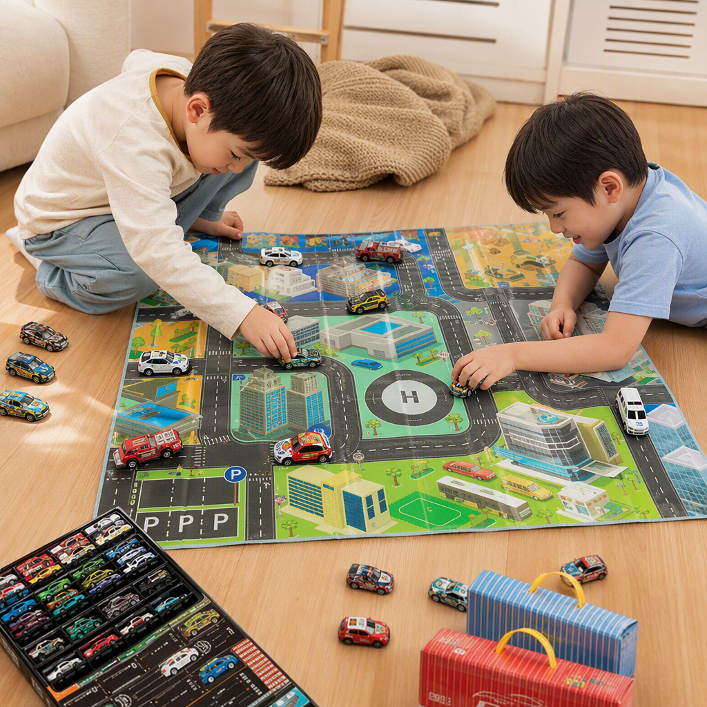 Leather container Rebound car toy set, free game map, children's simulation racing, boy gift toy Application Scenario