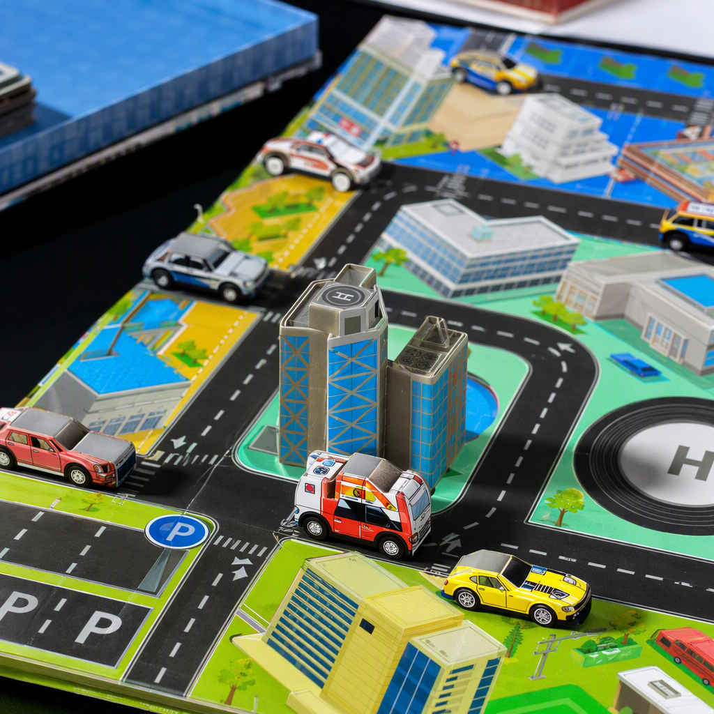 Leather container Rebound car toy set, free game map, children's simulation racing, boy gift toy Item Picture