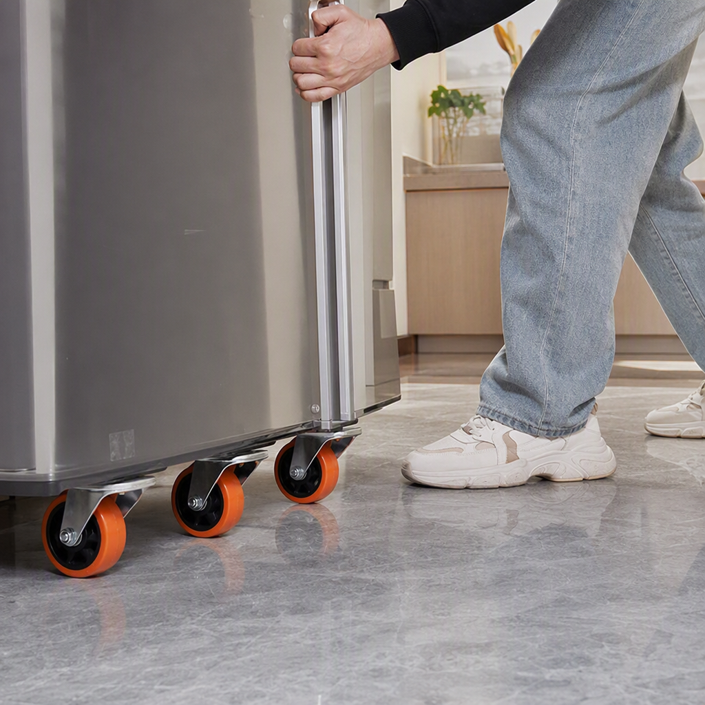 The multi-functional orange universal wheel with metal bracket furniture equipment mobile wheel is silent and durable details Picture