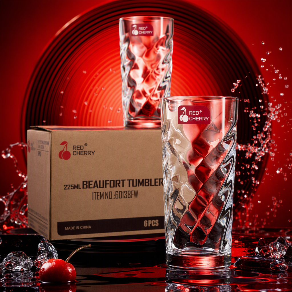 A set of transparent tall glass wine glasses for wine, beer and beverages Specification image