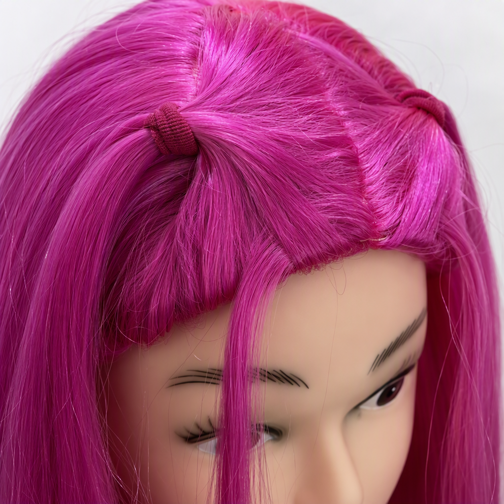 Pink wig, doll head, doll-shaped accessories for children and adults, fun and creative decorative items Application Scenario