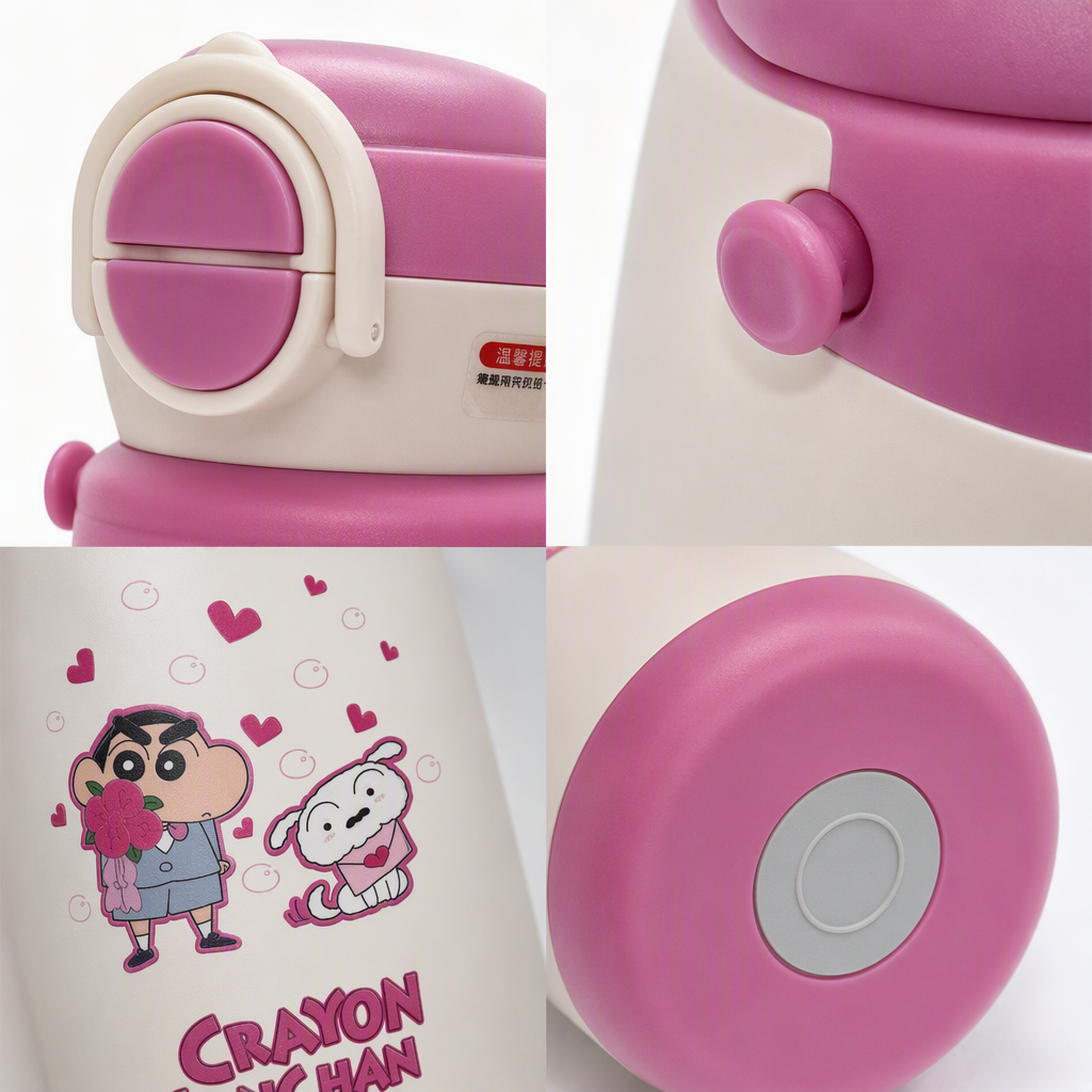 Creativo pastel de color pequeño nuevo patrón de dibujos animados taza térmica estudiante portátil calentador de agua para niños lindo estilo 420ml Application Scenario
