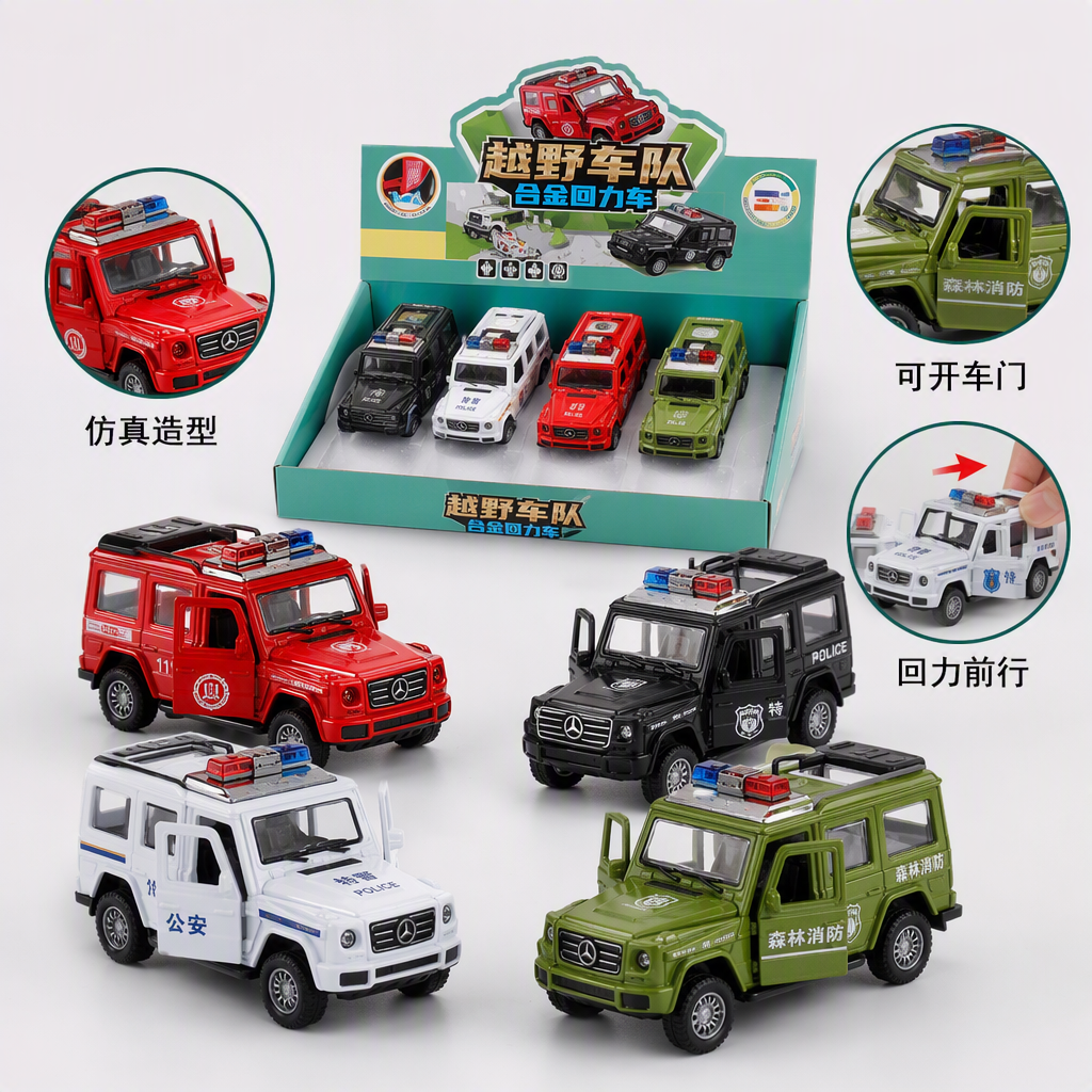 Inercia ciudad todoterreno multicolor simulación SUV modelo niños display box stand juguetes fuente details Picture
