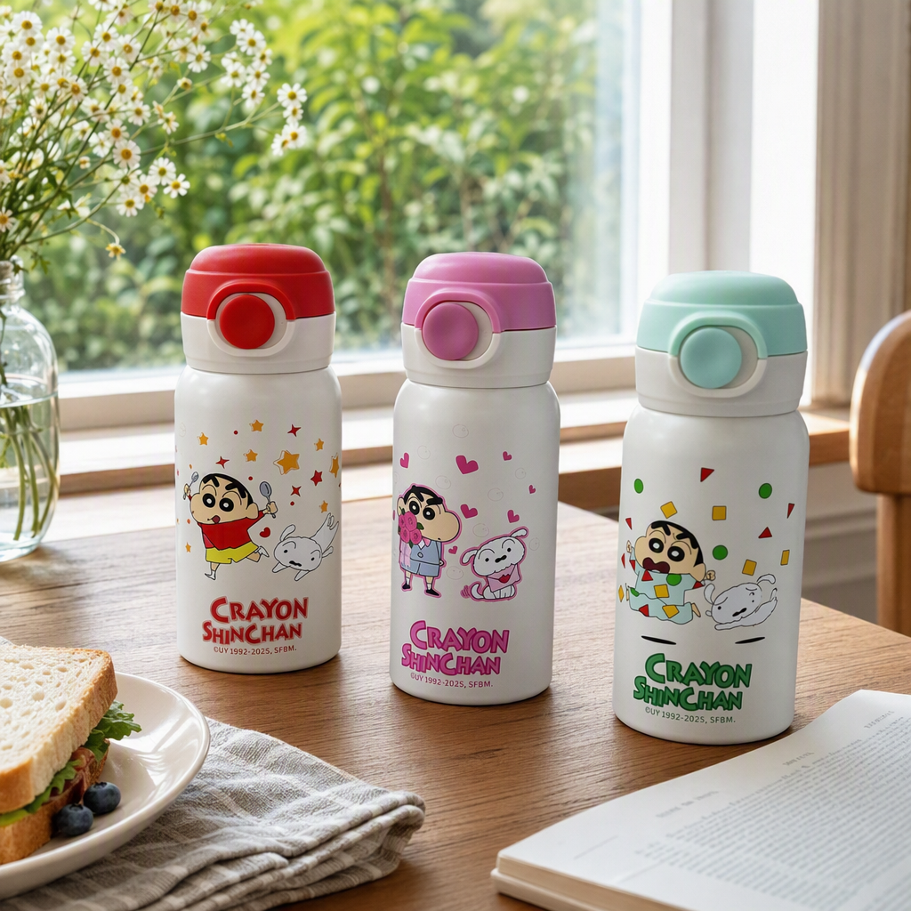 Crayon xiaoxin una pieza self lock rebote thermos taza portátil para estudiantes al aire libre deportes thermos taza de té capacidad 380ml details Picture