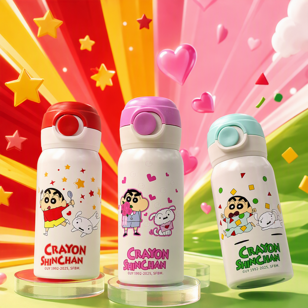 Crayon xiaoxin una pieza self lock rebote thermos taza portátil para estudiantes al aire libre deportes thermos taza de té capacidad 380ml Specification image