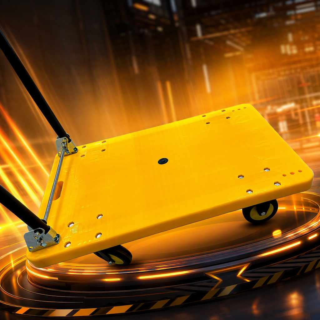 Trolley, portable, lightweight, multi-functional, yellow model with silent wheels Specification image