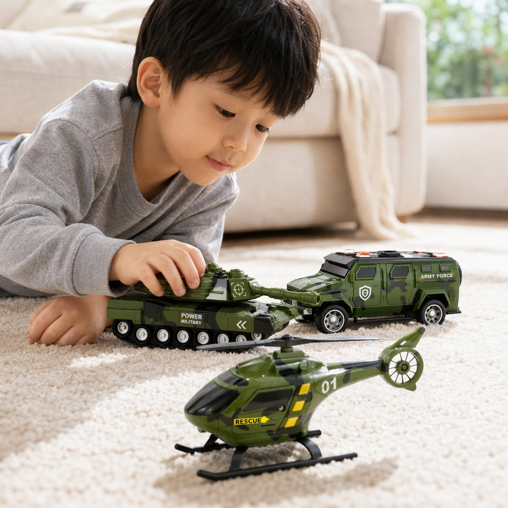 Green military model set: Helicopter, Tank, Armored Vehicle, Children's toy set, Fun Combat Game set details Picture