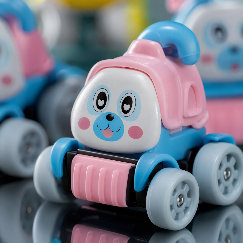 Coche de ingeniería de dibujos animados de doble uso doble inercia carro de dibujos animados multicolor lindo para niños stand de piso juguetes fuente Application Scenario