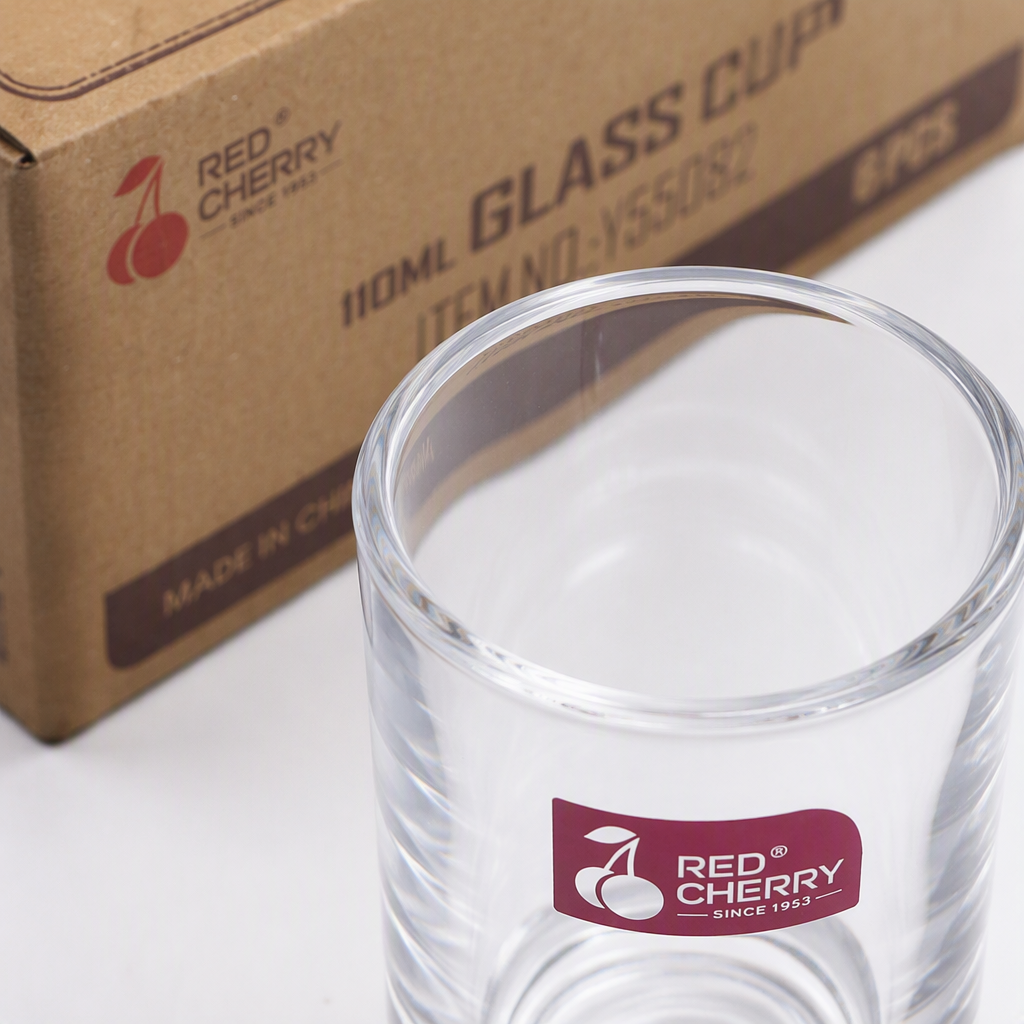 Transparent glass red cherry cup, shockproof, heat-resistant, simple household drinking cup Application Scenario