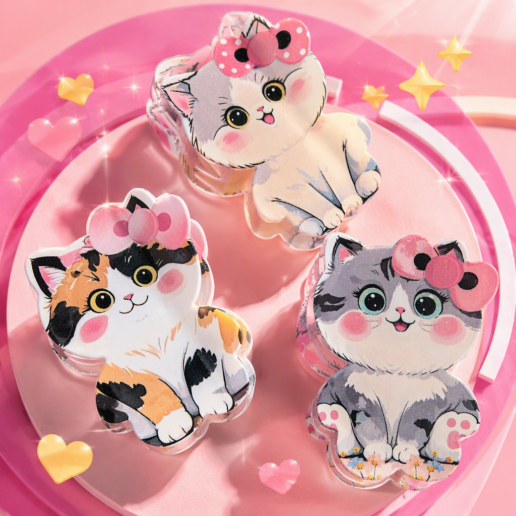 Dibujos animados moe chunky gatito scratch pelo dulce arco acrílico scratch chica espalda de la cabeza clip de pelo de disco versátil details Picture