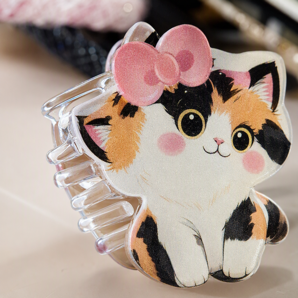 Dibujos animados moe chunky gatito scratch pelo dulce arco acrílico scratch chica espalda de la cabeza clip de pelo de disco versátil Item Picture