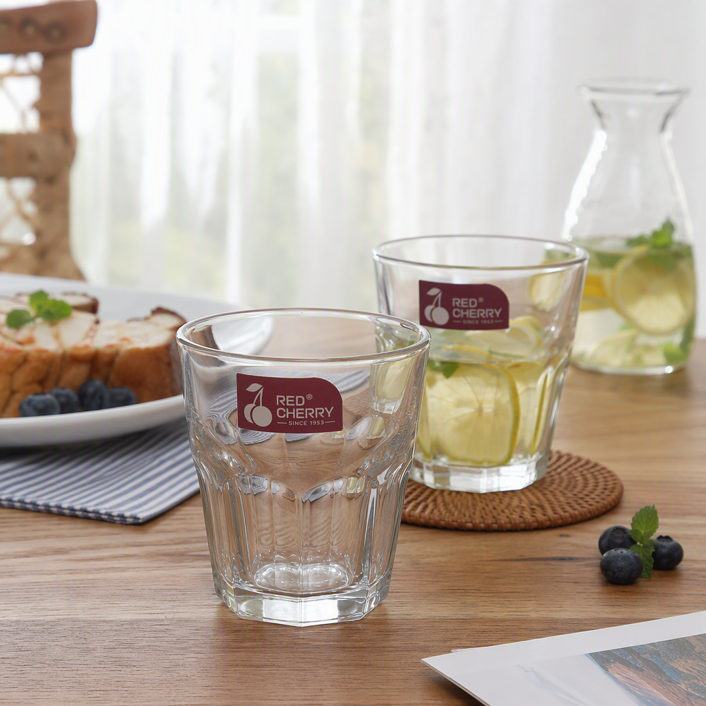 Wholesale red cherry, various styles of daily household glass cups, drinking cups, and small water cups details Picture