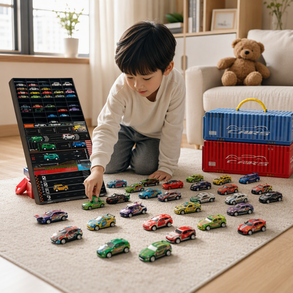 Iron sheet container, Huili car toy set, children's simulation racing car, boy gift toy Application Scenario