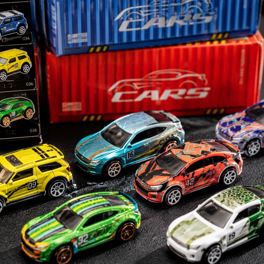 Iron sheet container, Huili car toy set, children's simulation racing car, boy gift toy Item Picture