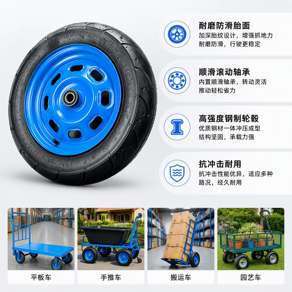 High-performance blue rims and tires are wear-resistant and anti-slip, suitable for multiple vehicle models, enhancing driving safety