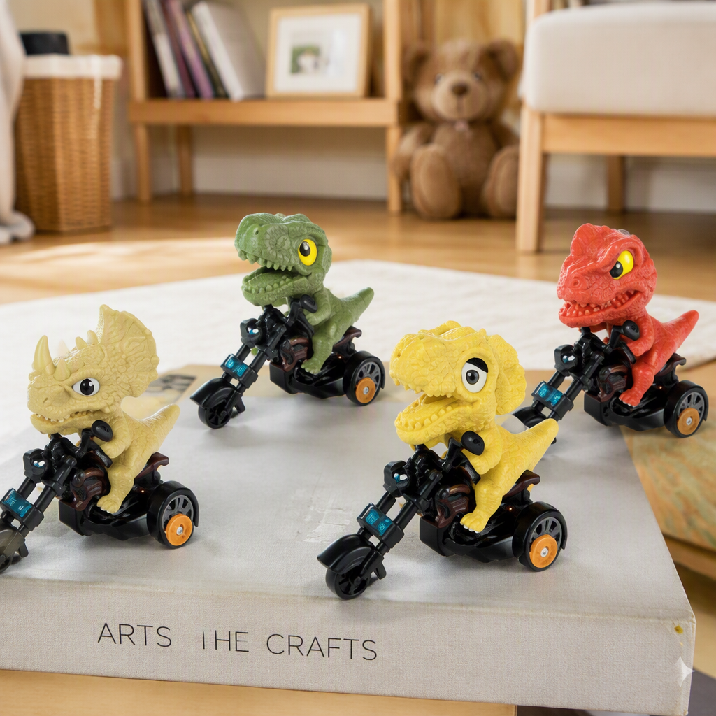 Dinosaurio moto inercia dinosaurio paseo en moto multicolor dibujos animados niños stand de tierra juguetes fuente Item Picture